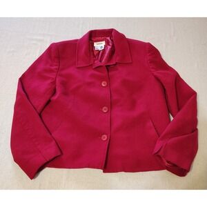 Talbots Red Wool Jacket Blazer 100% Pure New Wool Made in USA Womens 12